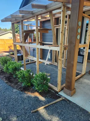 Cedar catio framed off a back patio