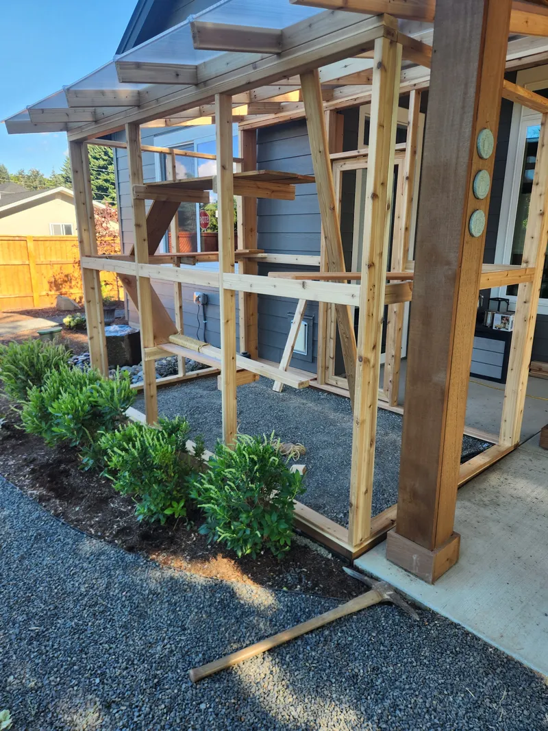 Custom cedar catio from Expand Handyman's existing catio project