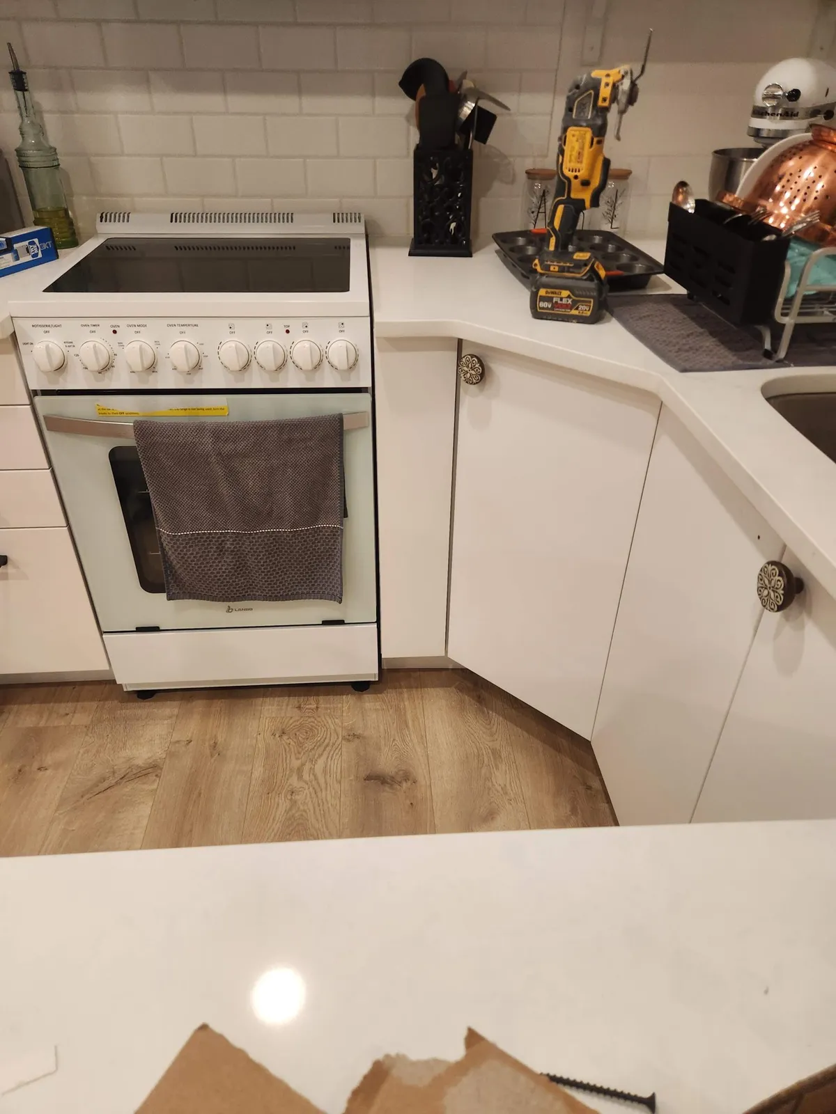 Finished kitchen with subway tile