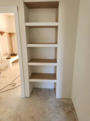 Pantry shelves built to the opening